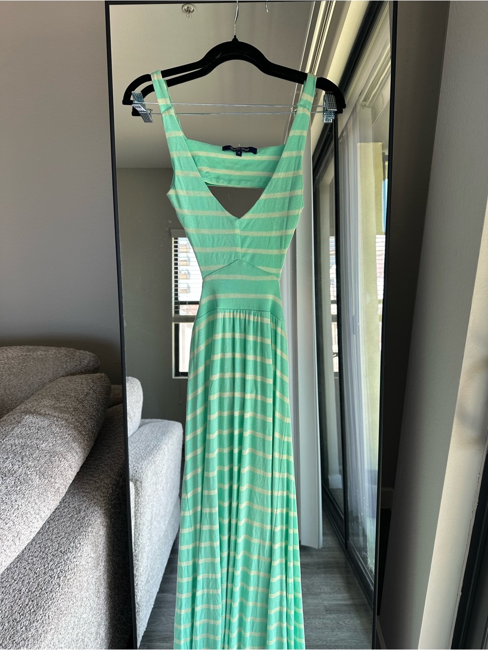 Ocean Drive Mint Green and Cream Striped Maxi Dress